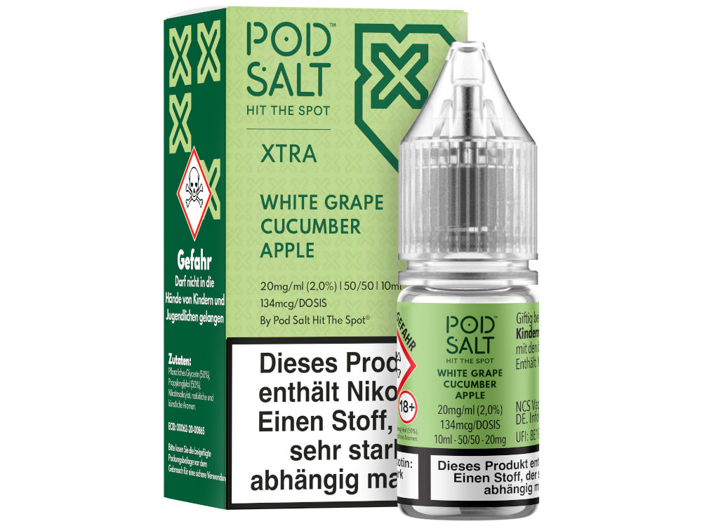 Pod Salt X - Nikotinsalz Liquid - White Grape Cucumber Apple