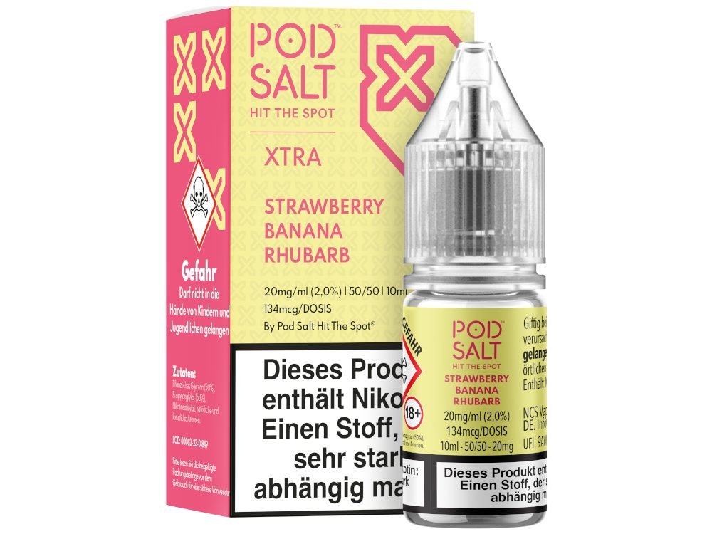 Pod Salt X - Nikotinsalz Liquid - Strawberry Banana Rhubarb - POD SALT X