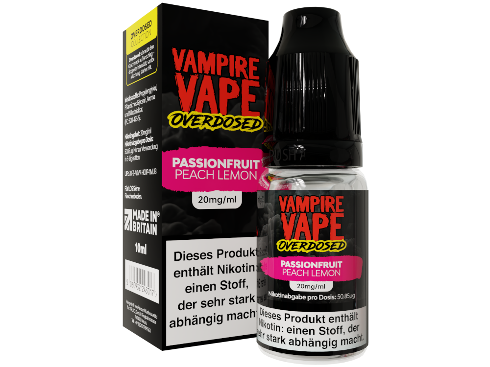 Vampire Vape - Overdosed - Nikotinsalz Liquid - Passionfruit Peach Lemon