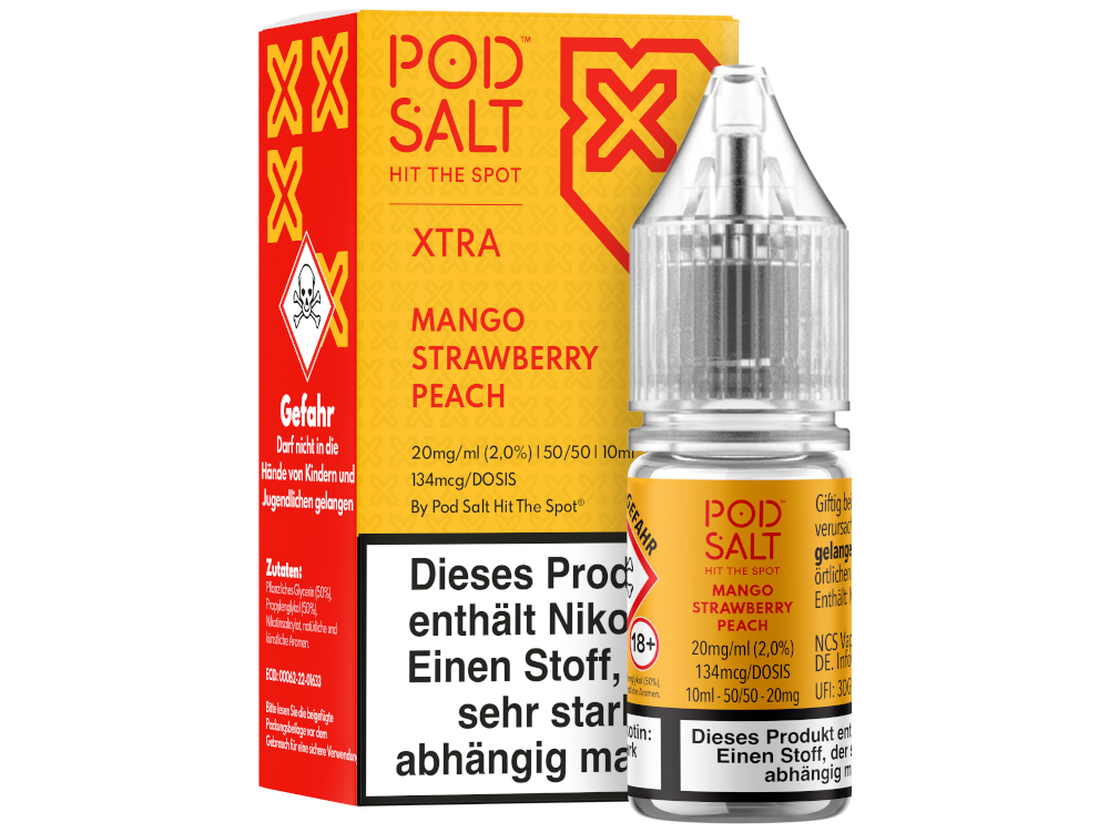 Pod Salt X - Nikotinsalz Liquid  - Mango Strawberry Peach