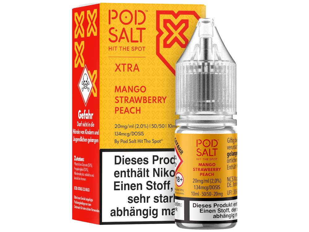 Pod Salt X - Nikotinsalz Liquid  - Mango Strawberry Peach