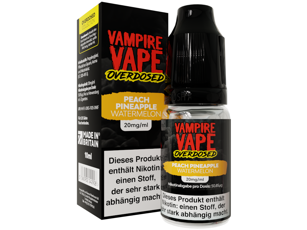 Vampire Vape - Overdosed - Nikotinsalz Liquid - Peach Pineapple Watermelon