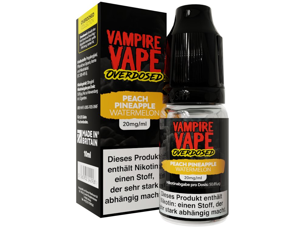 Vampire Vape - Overdosed - Nikotinsalz Liquid - Peach Pineapple Watermelon