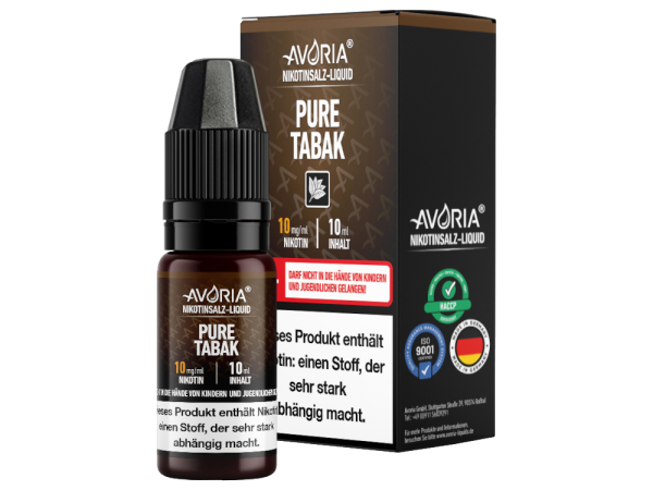 Pure Tabak Nikotinsalz Liquid 10ml von Avoria